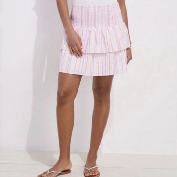 NWT Vineyard Vines Neon Rosa Harbor Smocked Tiered Mini Skirt Romantic - Picture 1 of 8